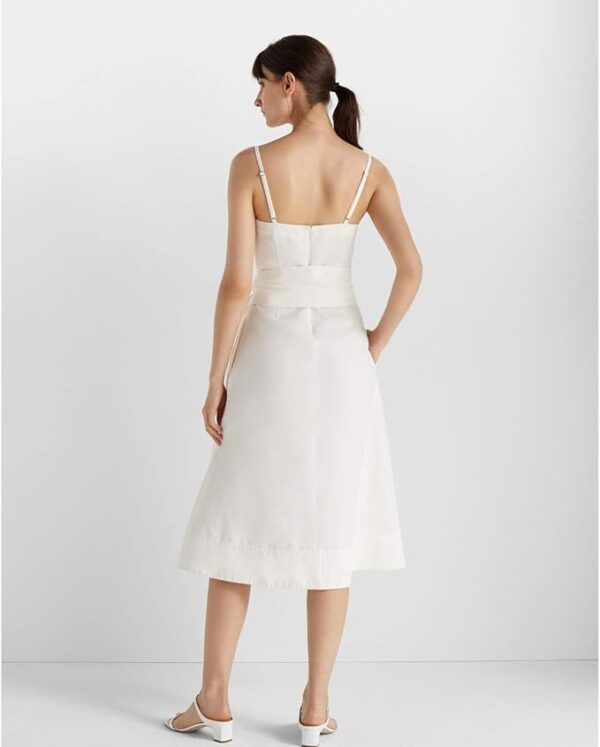 Women's Belted A-line White Dress - Image 4